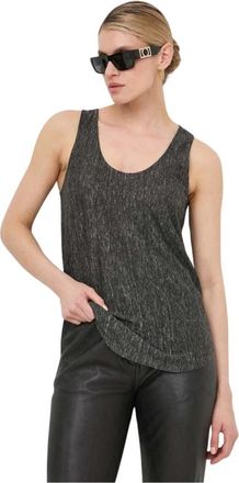 Pinko Linnen Top - Dames - Tops zonder mouwen - Zwart - XS - Linnen - Tops