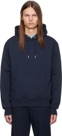 Ami Hoodies, male, Blue, Size: XL Navy Blue Logo Print
