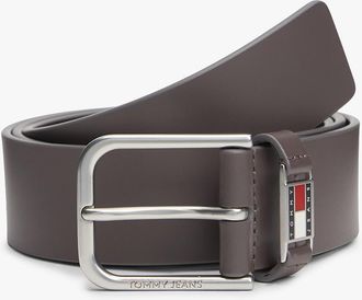 Tommy Hilfiger Mens Tommy Jeans Enamel Badge Leather Belt - Brown - 40