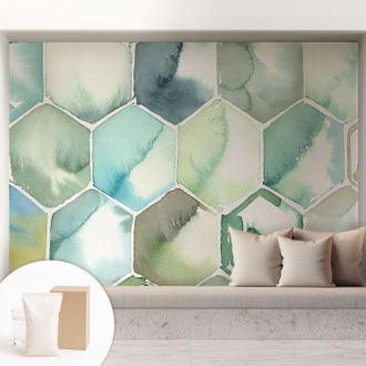 Tulup Carta Da Parati Non Tessuto - Con Colla Inclusa Per Camera Da Letto - Facile Da Applica - Motivo Decorativo Esagoni Pastello 208x146 Cm