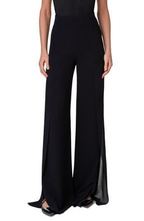 Akris Fellia Split Hem Silk Georgette Pants in Black at Nordstrom Rack, Size 10