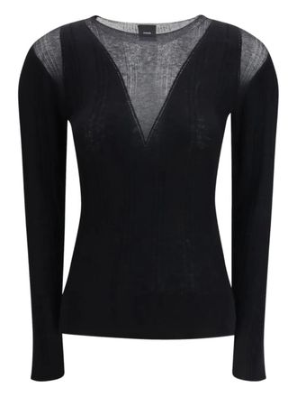 Pinko sheer ribbed top - Zwart