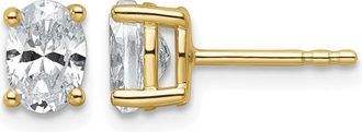 Diamond2Deal 14k Gold 1 ct Oval Lab Grown Diamond Stud Earrings VS Clarity, D-E Color