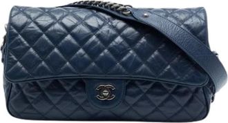 Chanel Pre-owned Vintage Flap Shoulder Bag - Dames - Vintage Schoudertas - Blauw - ONE Size - Leer - Vintage
