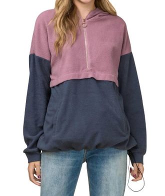 Entro Color Block Hooded Sweatshirt In Mauve/blue