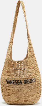 Vanessa Bruno Cream Raffia Logo Hobo