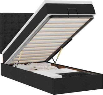 vidaXL Estructura Cama Otomana Colch&oacute;n Tela Negra 90x190 Cm Vidaxl