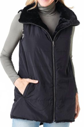 True Grit Womens Fur Reversible Vest In Black
