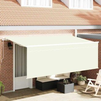 vidaXL Toldo Retr&aacute;ctil Manual Crema Y Blanco 400 X 200 Cm Vidaxl