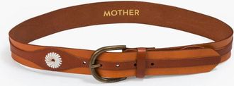 Mother Womens 2 Tone Leather Belt In Natural And Cognac