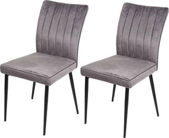 Hhg Hhg - Juego De 2 Sillas De Comedor 319, Silla De Cocina, Terciopelo Metal, Gris Oscuro