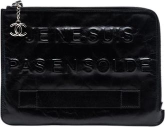 Chanel Pre-owned Clutches, female, Black, Size: ONE SIZE Pre-owned Calfskin Clutch