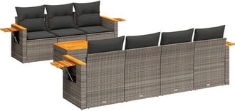 vidaXL Vidaxl - Set De Sof&aacute;s De Jard&iacute;n 8 Pzas Y Cojines Rat&aacute;n Sint&eacute;tico Gris