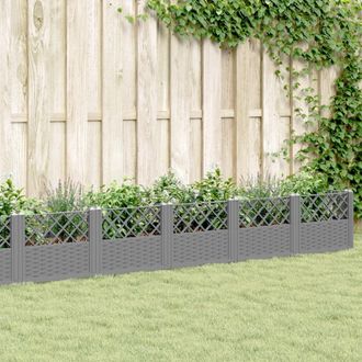 Berkfield Home Garden Planter with Pegs Light Grey 363.5x43.5x43.5 cm PP