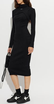 Off-white Pencil Dress With Turtleneck, Womens, Black