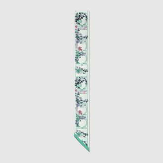 Gucci Printed Silk Twill Ribbon, Green, Silk