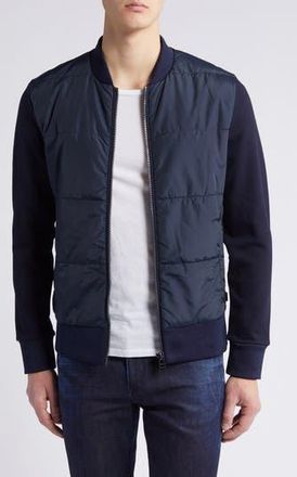 BOSS Mens Skiles Quilted Zip-Up Sweatshirt in Dark Blue at Nordstrom Rack, Size Xxx-Large