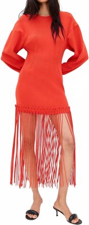 Simon Miller Wallace Knit Fringe Dress In Coral Red