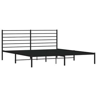 Berkfield Home Metal Bed Frame with Headboard Black 200x200 cm