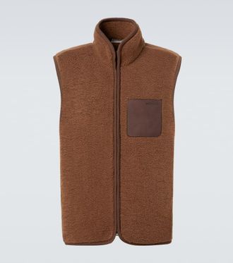 Moncler Leather-trimmed teddy vest