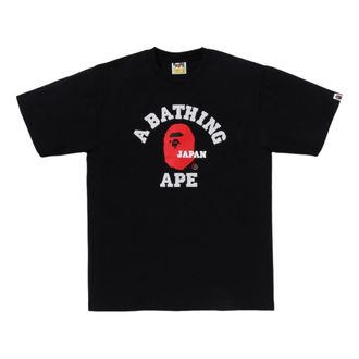 A Bathing Ape Japan College Tee Black 1K22-110-019-BLACK
