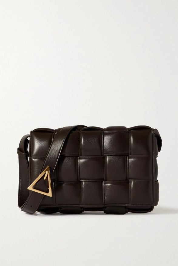 Cassette Medium Padded Intrecciato Leather Shoulder Bag - Brown