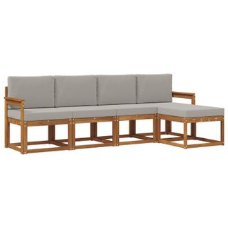 vidaXL Conjunto De Sof&aacute;s De Exterior 5 Pcs Gris Natural Y Claro Vidaxl