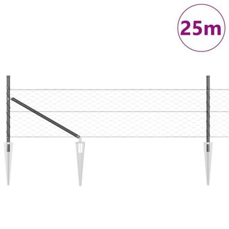Berkfield Home Modern Fencing Set Set of 2 Grey Powder-Coated Steel 25 x 0.5 m Fence