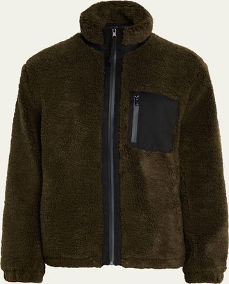 Vince Mens Faux Sherpa Zip-Up Jacket