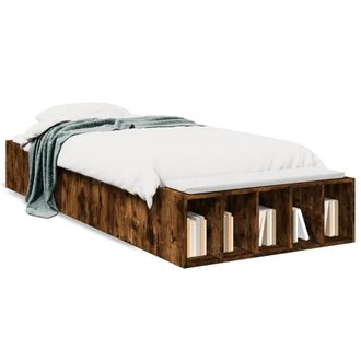 Berkfield Home Bed Frame without Mattress Smoked Oak 75x190 cm Small Single in Brown