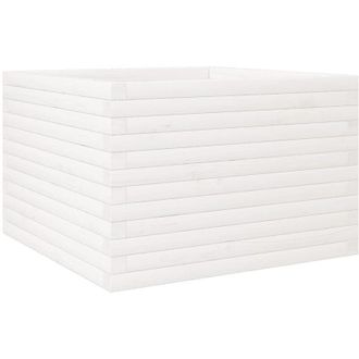 vidaXL Jardinera Madera Maciza De Pino Blanco 70x70x46 Cm Vidaxl
