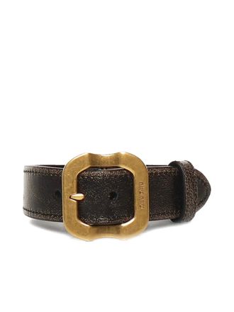 Miu Miu buckled leather bracelet - women - Lambskin - L - Brown