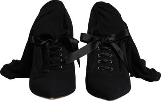 Dolce & Gabbana Black Stiletto Heels Mid Calf Boots Womens Shoes (Pre-Owned)