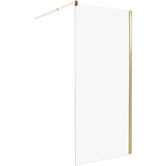 Beliani Box Doccia in Vetro Temperato Divisorio Senza Porta oro 90 x 190 cm Ahaus