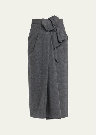 Michael Kors Origami Draped Wool Midi Skirt
