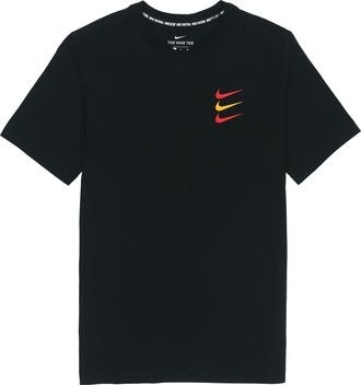 Nike Mens Nike Contrasting Colors Logo Sports Round Neck Short Sleeve Black T-Shirt DJ4392-010