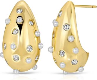 Joy Dravecky Jewelry Womens Vivian Pearl Waterdrop Stud Earings In Gold