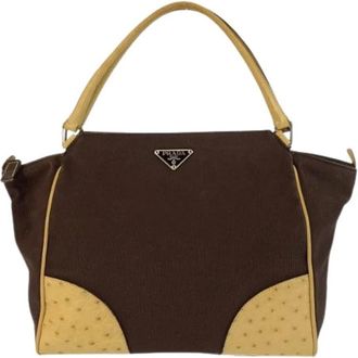 Prada Pre-owned Handbags, female, Beige, Size: ONE SIZE Pre-owned Canvas Handbag