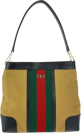 Gucci Beige Canvas & Leather Shoulder Bag (Authentic Pre-Loved)
