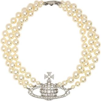 Vivienne Westwood Necklace Three Row Pearl Bas Relief