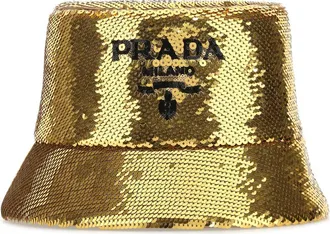 Prada Womens Gold Sequin Bucket Hat Viscose Silk