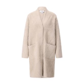 Joseph Ribkoff Jassen, Dames, Beige, 2Xl, Gezellige Shearling Jas