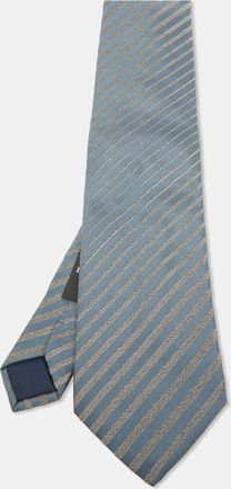 Lanvin Blue Striped Silk Traditional Tie