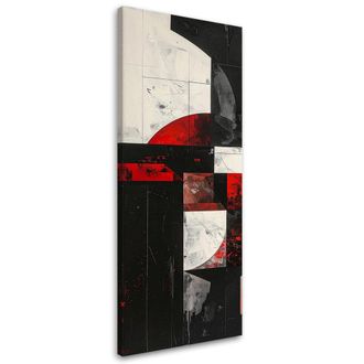 Feeby Impresi&oacute;n De Imagen, Abstracci&oacute;n Textura C&iacute;rculos Formas Negro Rojo, 40x120