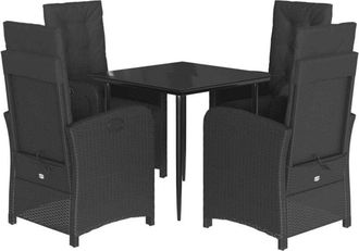 vidaXL Set De Muebles Jard&iacute;n 5 Pzas Con Cojines Rat&aacute;n Sint&eacute;tico Negro Vidaxl