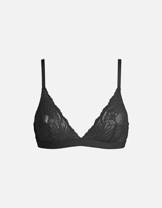 Tommy Hilfiger Womens Floral Lace Triangle Bra, Black - Size: XL