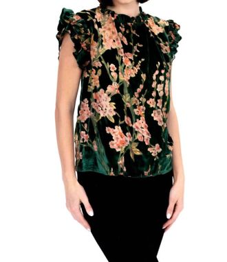 Eva Franco Vixen Top In Vineyard Bloom Olive