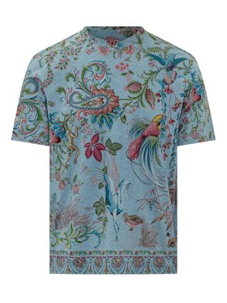 Etro Blue Printed Crew Neck T-Shirt