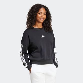 adidas Sweatshirt ADIDAS SPORTSWEAR W 3S FT SWT, Damen, Gr. XXL, schwarz-weiss (schwarz, wei&szlig;), Obermaterial: 55% Baumwolle, 36% Polyester, 9% Viskose, norma