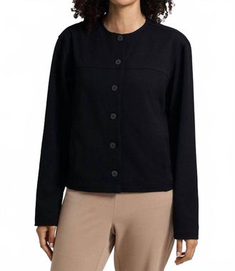Foxcroft Valerie Long Sleeve Knit Crepe Jacket In Black